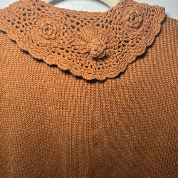 Vintage Gap Cardigan Sweater Women Lg Brown‎ Grandma Chunky Knit Collar - Picture 4 of 7